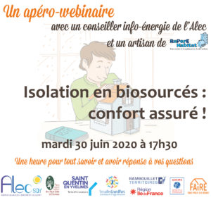Lire la suite à propos de l’article Apéro-webinaire « Isolation en biosourcés : confort assuré ! » – mardi 30 juin à 17h30