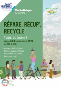 Lire la suite à propos de l’article L’ALEC SQY participe à la Journée Répare, Récup, Recycle de la médiathèque du Canal – Samedi 24 septembre