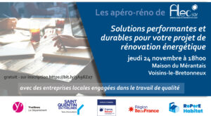 Lire la suite à propos de l’article Apéro-Réno Solutions performantes et durables pour votre projet de rénovation énergétique – Voisins-le-Bretonneux – Jeudi 24 novembre à 18h